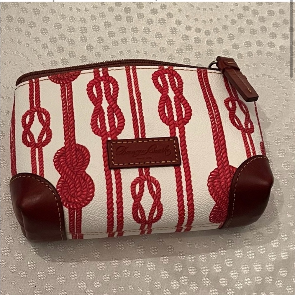 Dooney & Bourke brown suede & chestnut leather shoulder bag w/ wallet & key fob